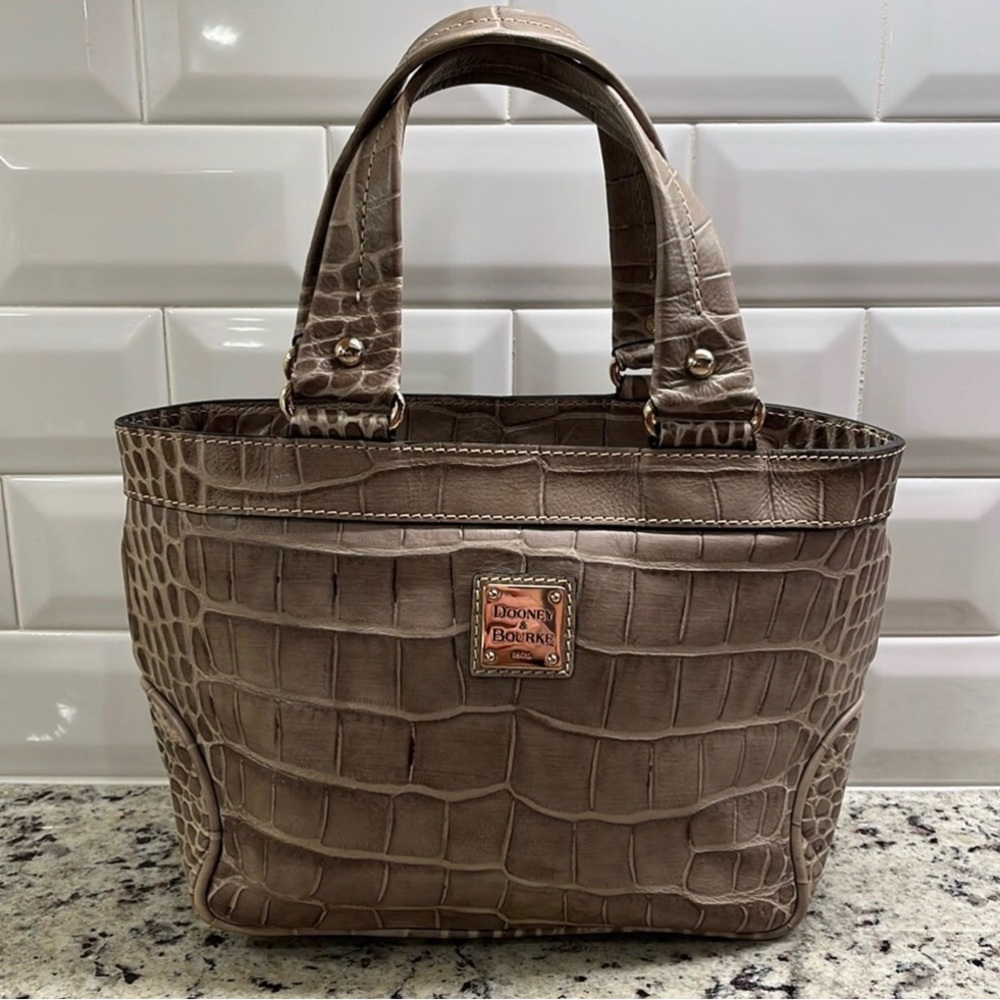 Dooney & Bourke Brown Crocodile Embossed Tote Bag